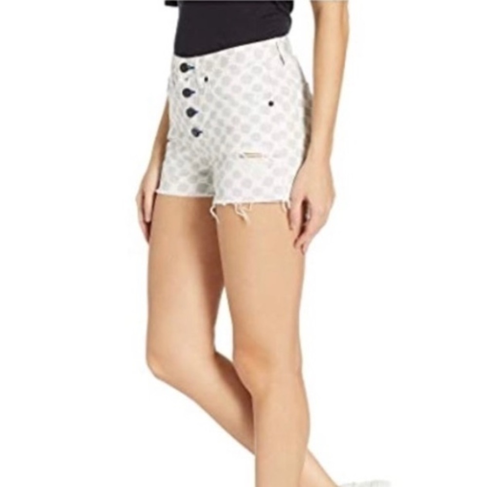 NWT’S Juicy Couture Check Frayed denim Buttonfly shorts. NEW